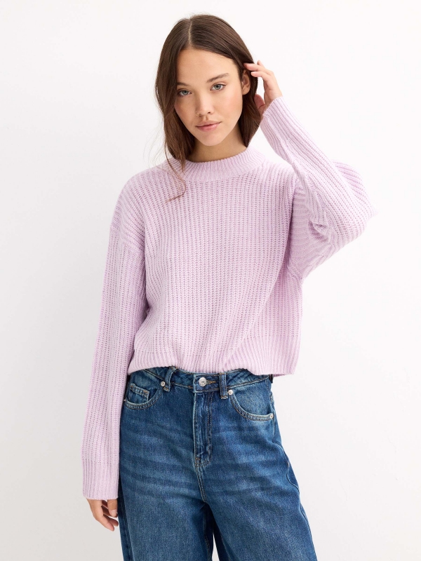 Sweater round neck lilac middle front view