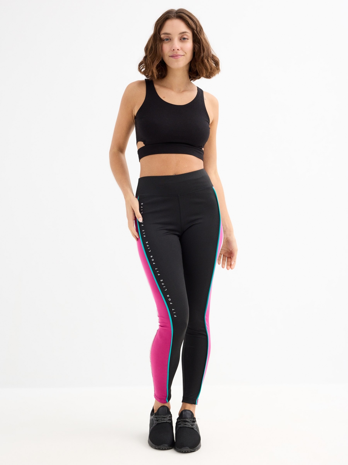 Leggings Fit for life negro vista general frontal