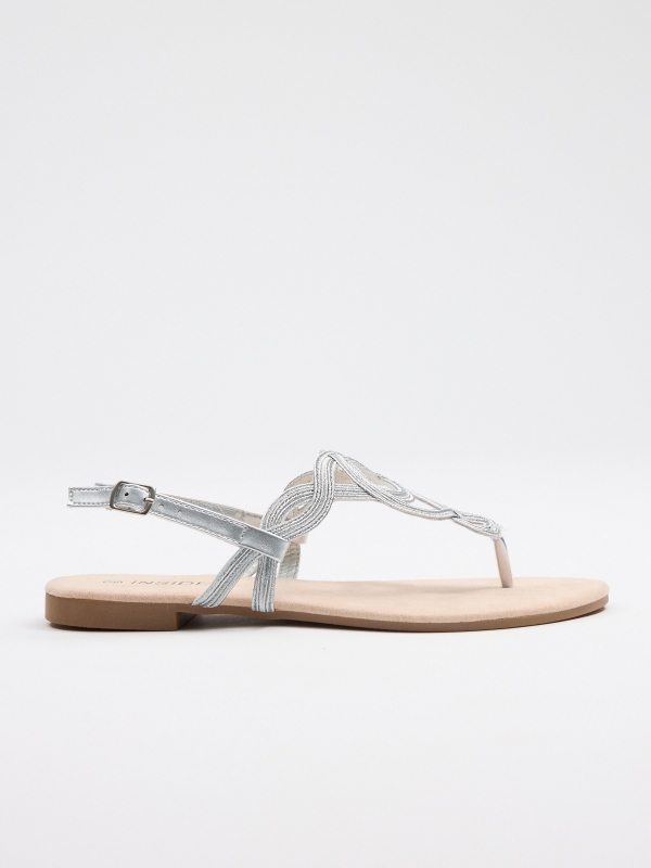 Glitter toe sandal silver