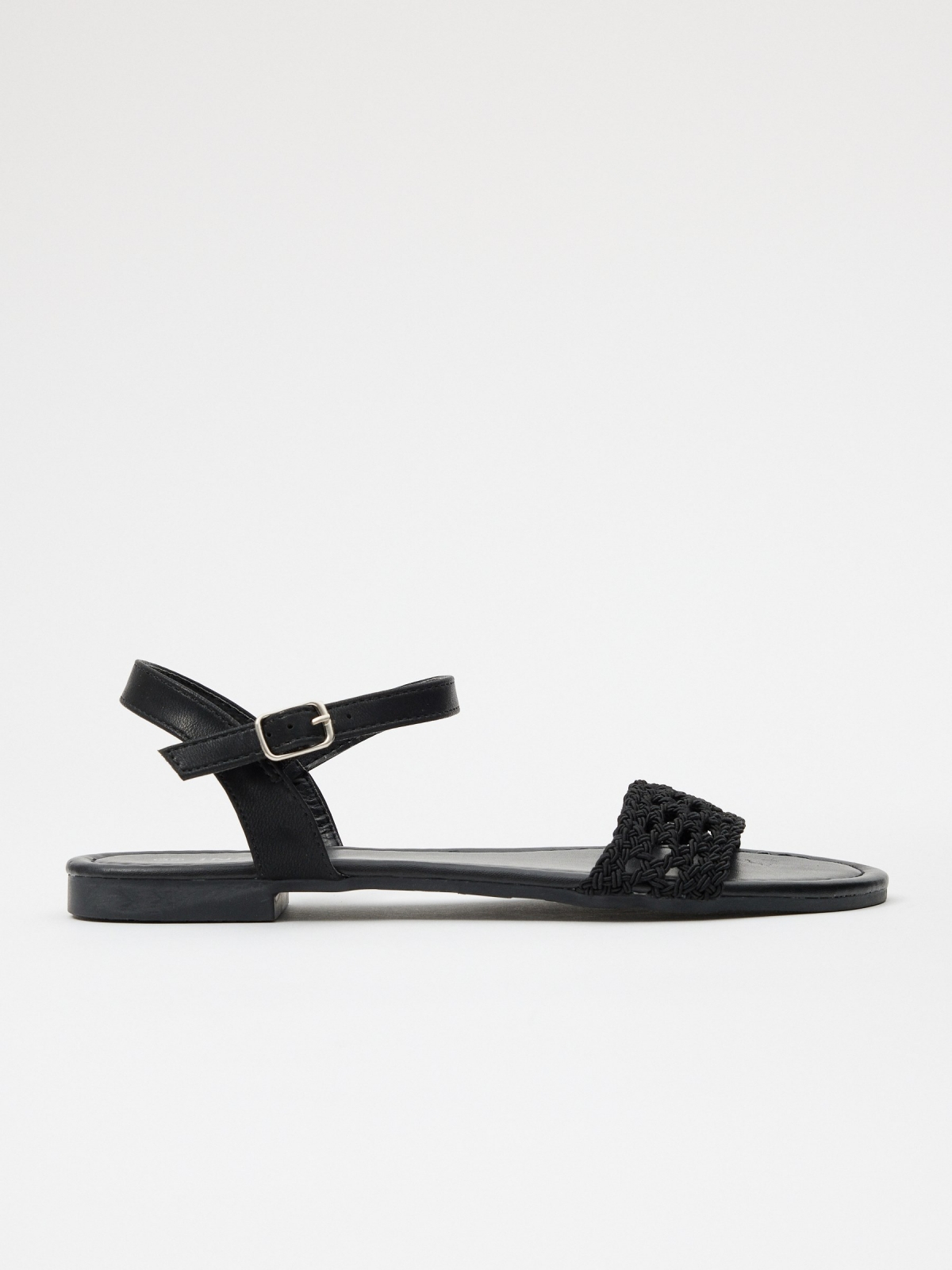 Braided knitted sandal black