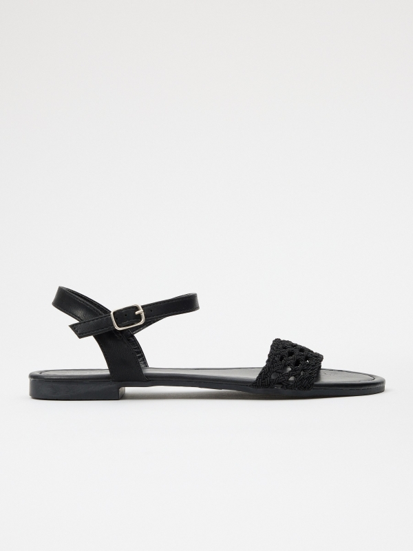 Braided knitted sandal black