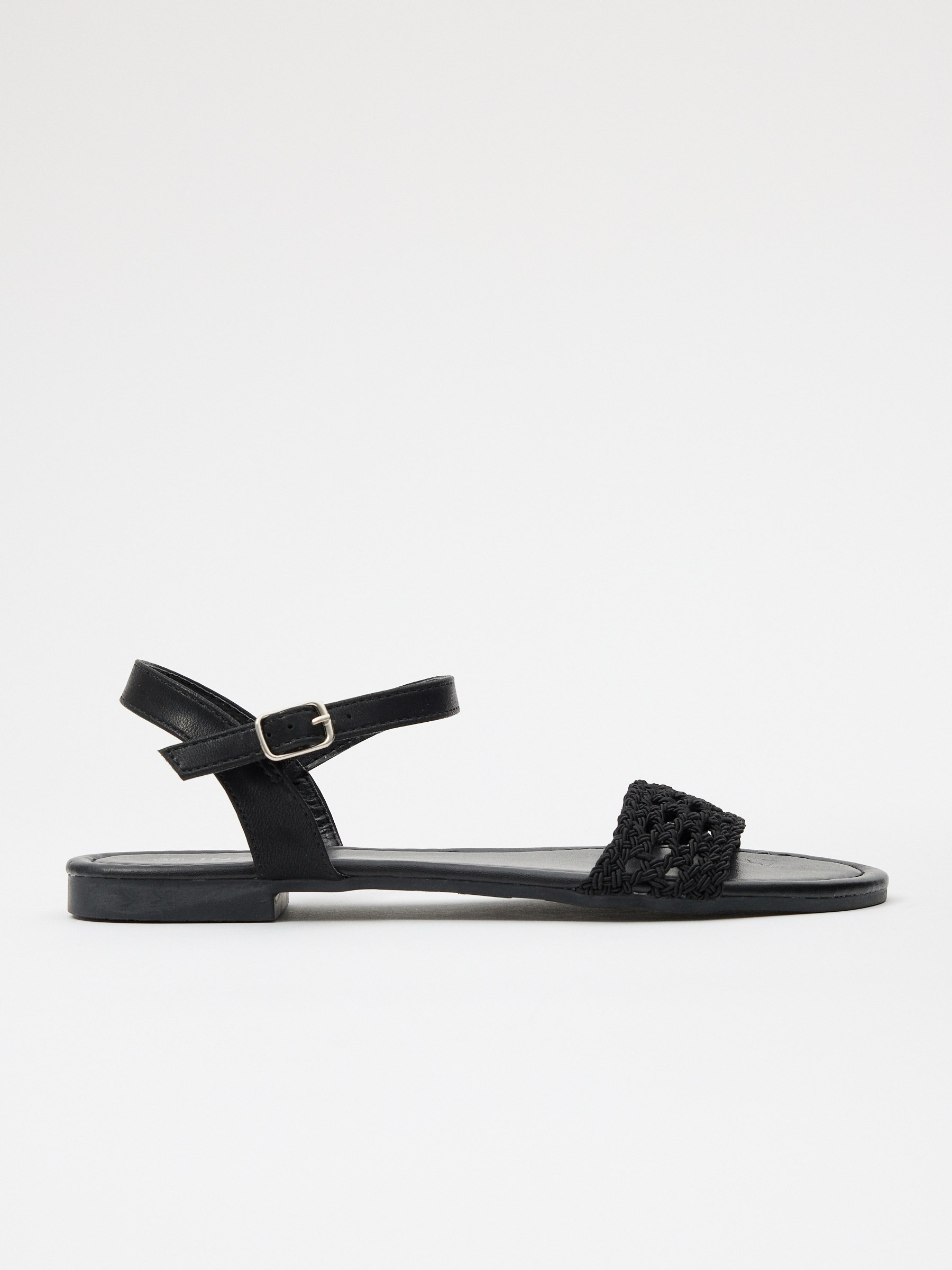Braided knitted sandal black