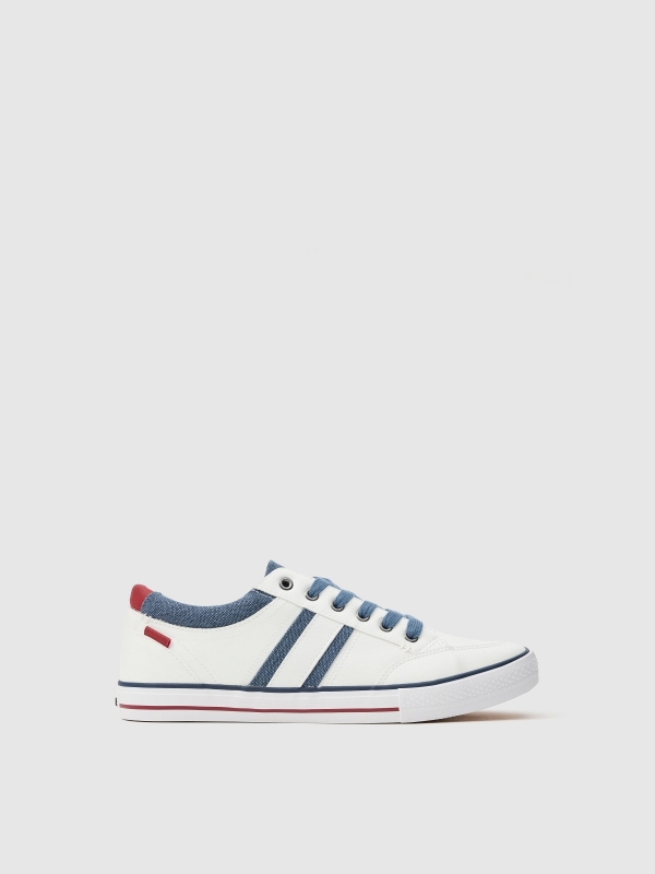 Deportiva con tejido denim blanco