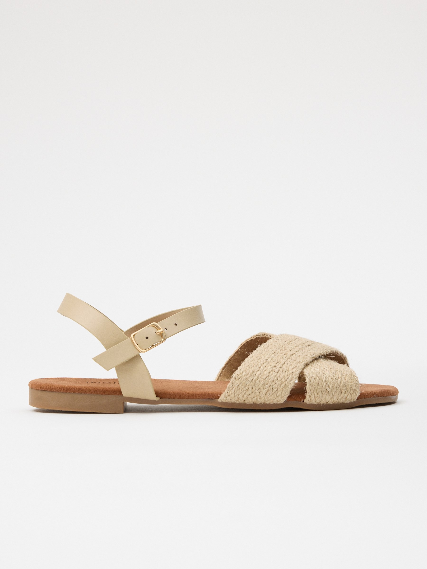 Sandalia cruzada de yute natural