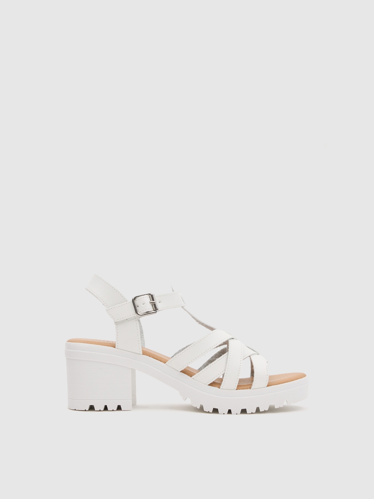 Platform sandal with straps white