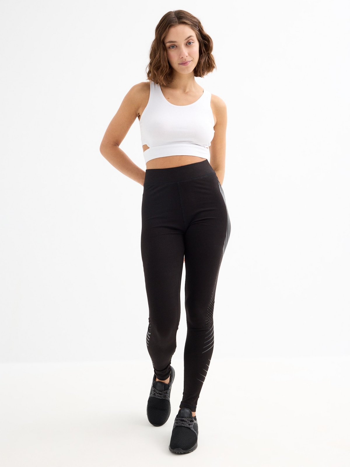 Leggings print on the sides black general front view