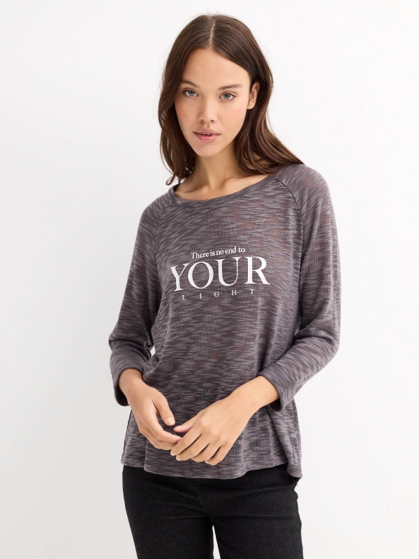 Your Light T-shirt dark grey middle front view