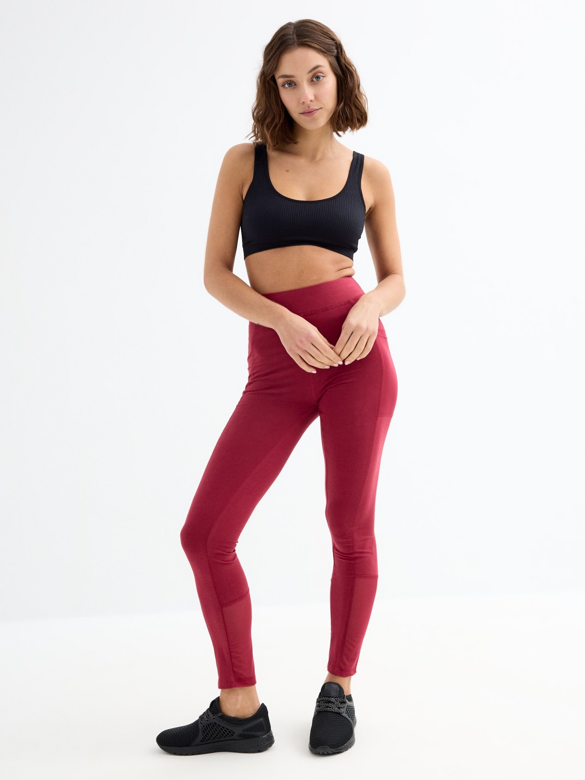 Leggings con bolsillo granate vista general frontal