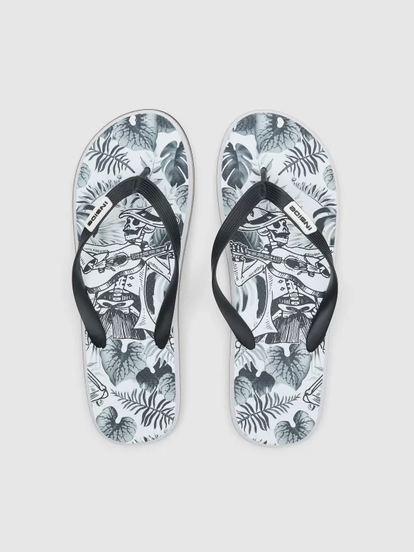 Skeleton flip flop black