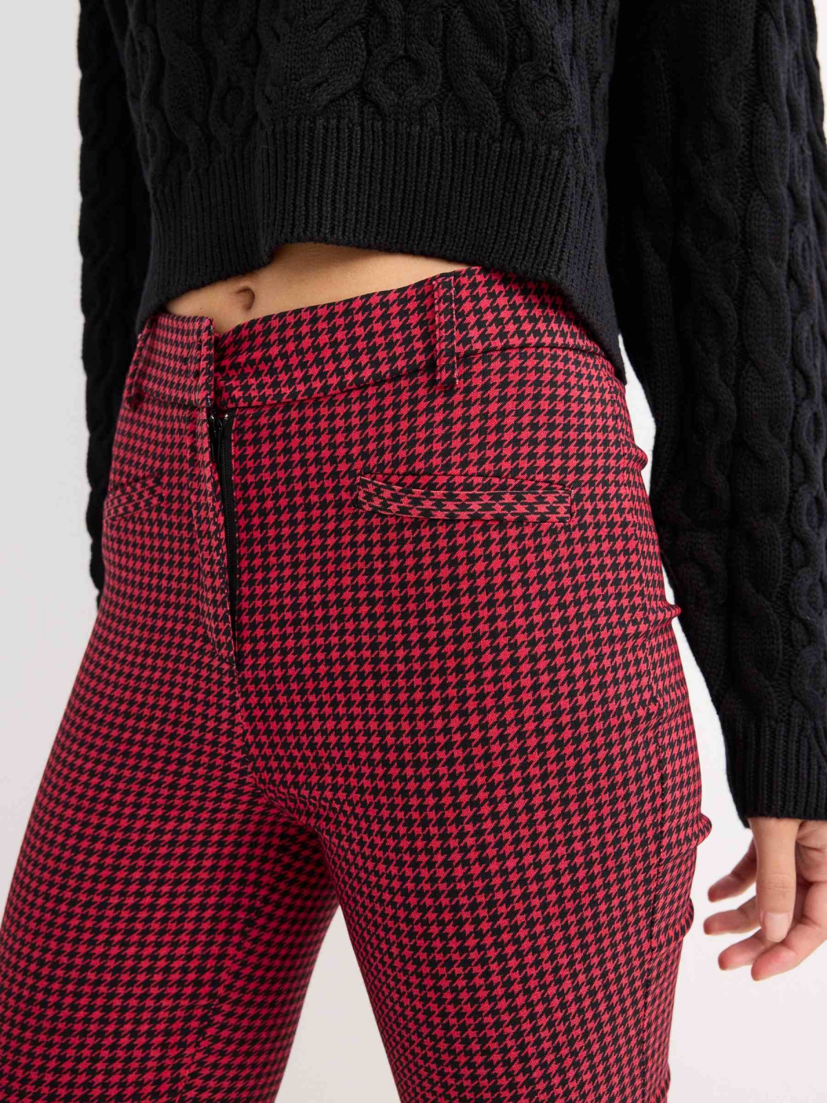 Superskinny gingham check leggings carmine detail view