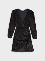 %Pto% Vestido de veludo brilhante preto vista frontal