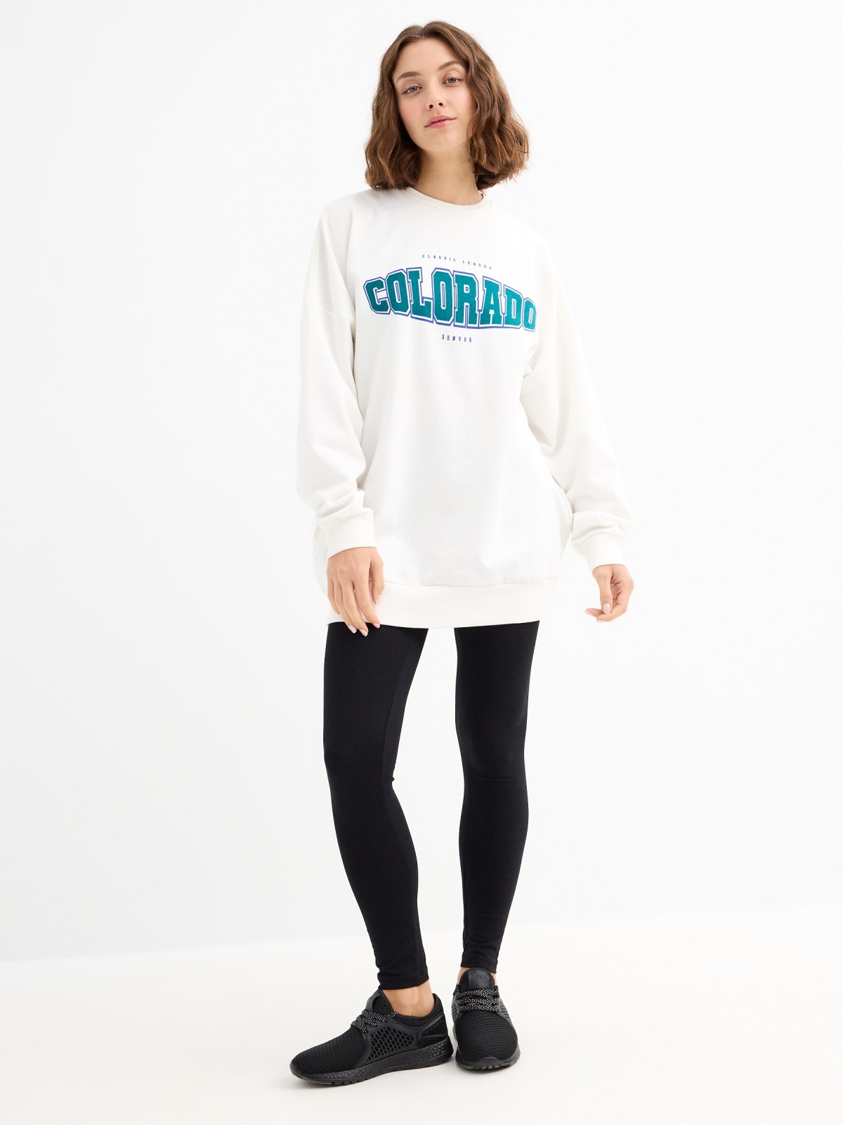 Oversized sweatshirt with print off white general front view