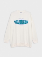 %Pto% Sweatshirt oversized com estampado off white vista frontal