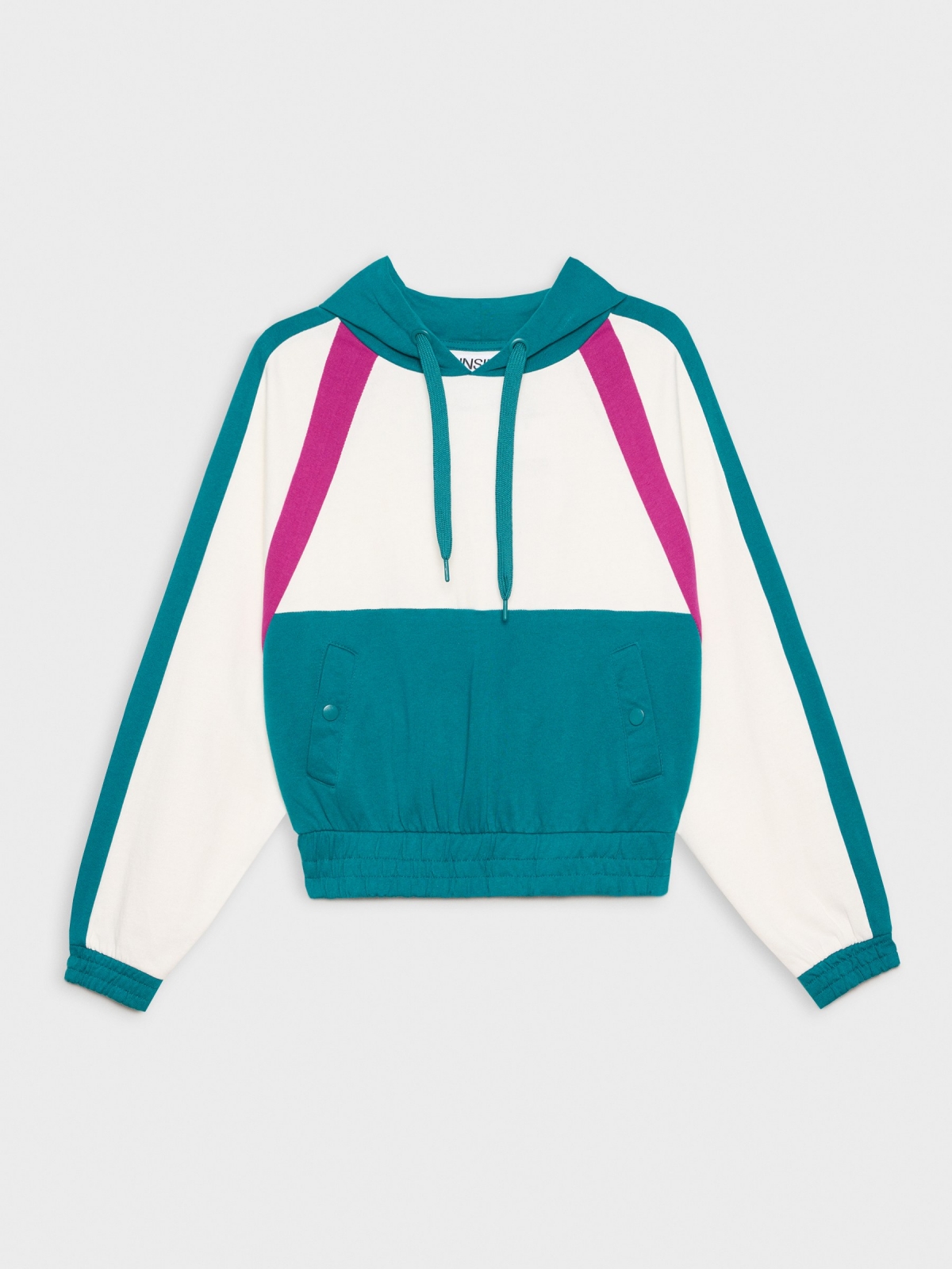  Color block sweatshirt green front view