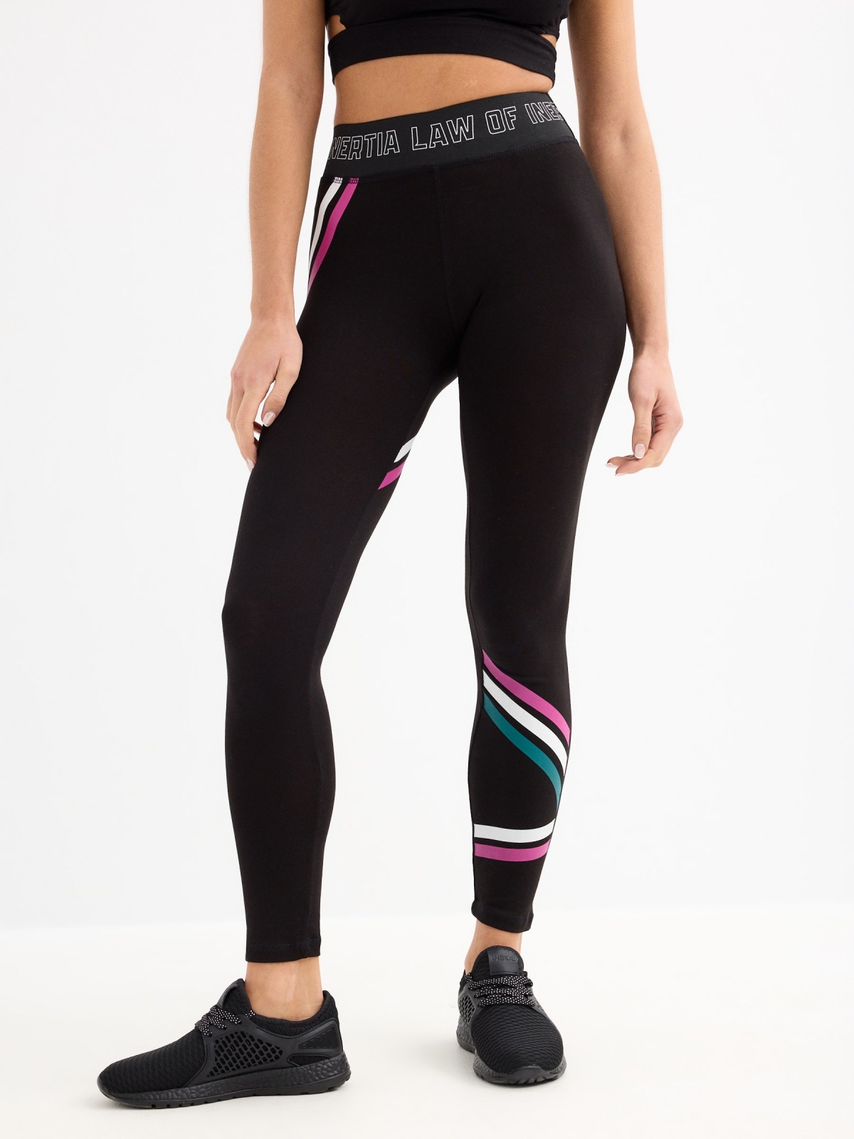 Leggings con estampado negro vista media frontal