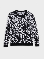 %Pto% Black and white abstract sweater black front view