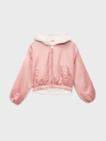 %Pto% Furry hooded jacket pink front view