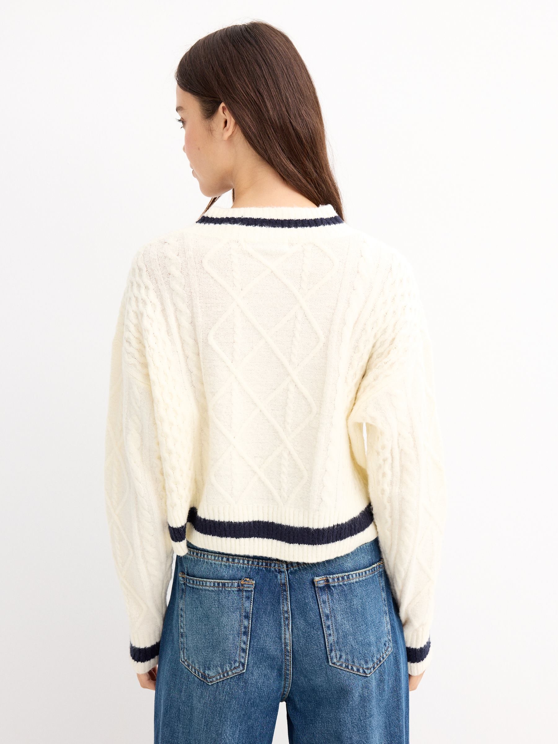 Jersey college blanco roto vista media frontal