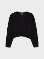 %Pto% Round neck sweater black front view