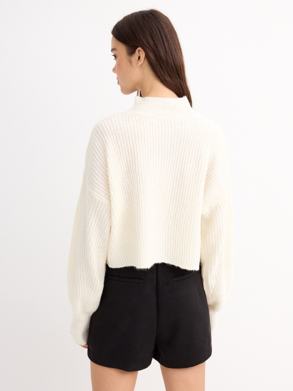 Perkins neck ribbed jumper off white middle back view