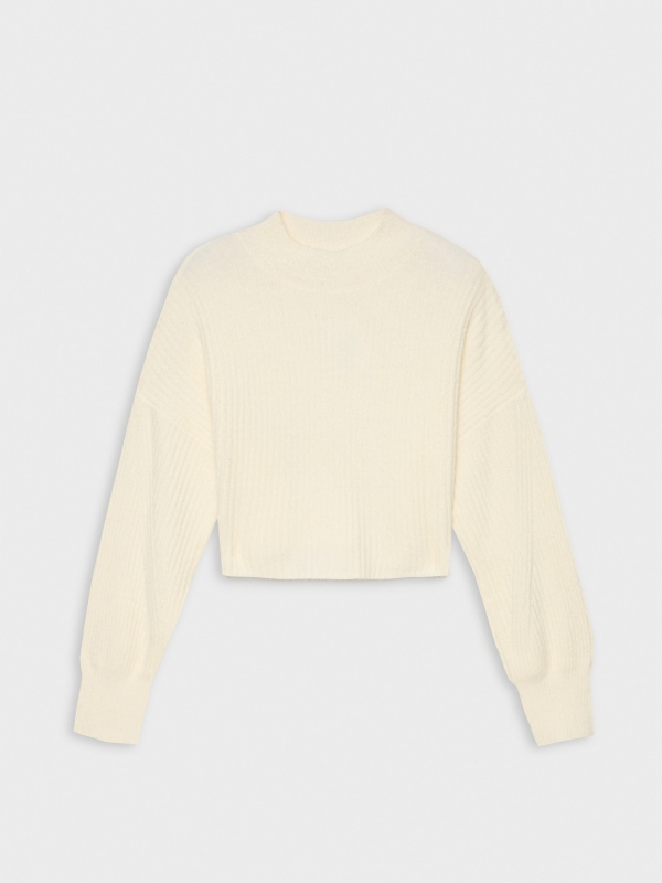  Perkins neck ribbed jumper off white front view