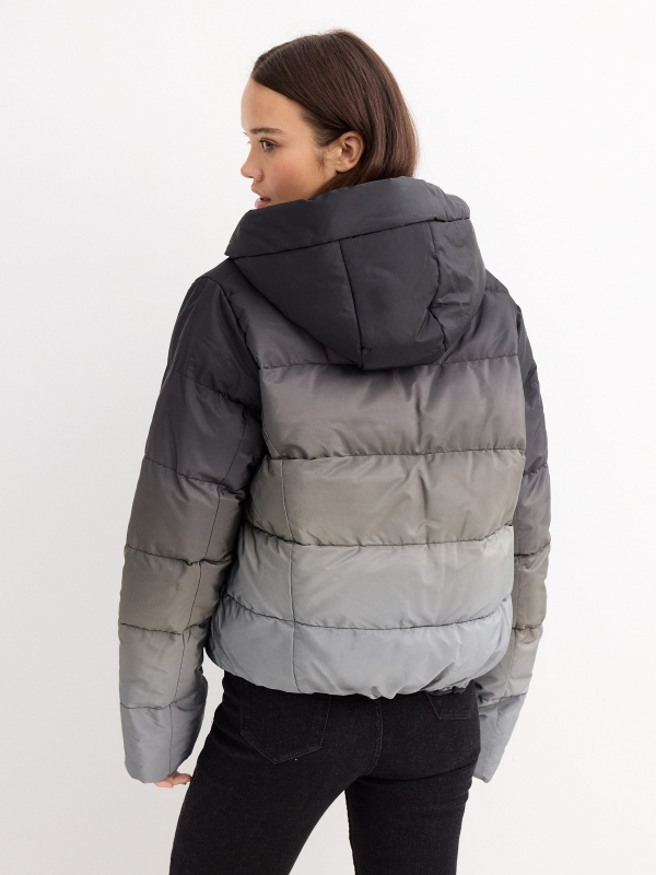 Gradient quilted jacket black middle back view