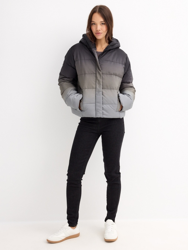 Gradient quilted jacket black general front view