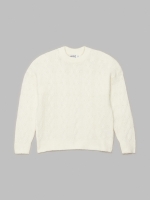 %Pto% Knitted sweater round neck off white front view