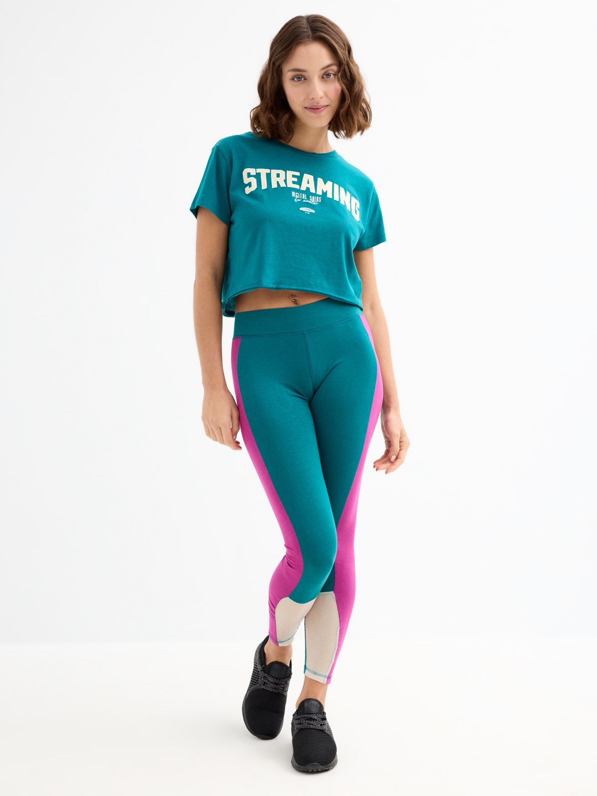 Leggings with print emerald general front view