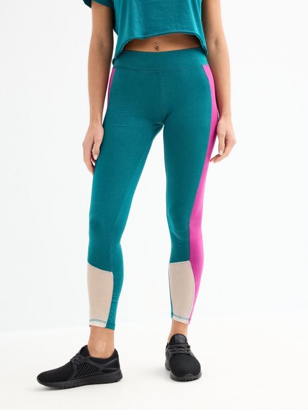 Leggings with print emerald middle front view