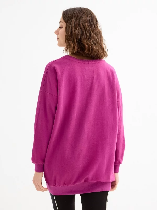 Sudadera oversized vestido fucsia vista media trasera