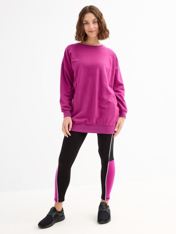 Sudadera oversized vestido fucsia vista general frontal