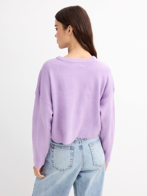 Shoulder seam sweater lilac middle back view