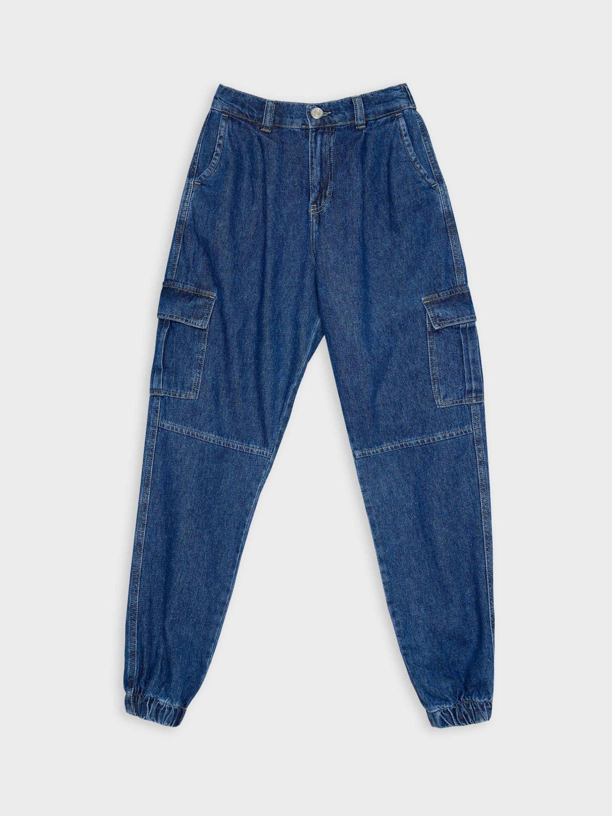  Slouchy cargo jeans blue front view