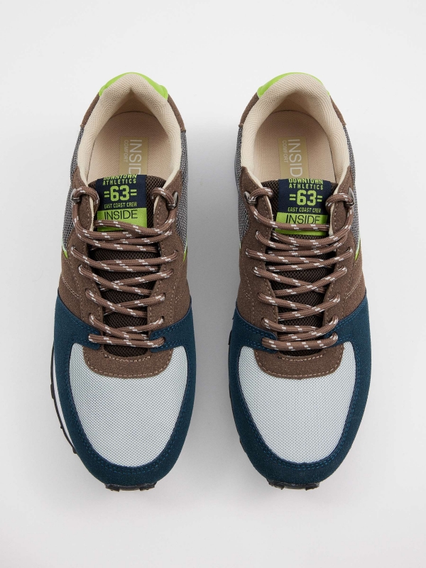 Brown casual sneaker petrol blue zenithal view