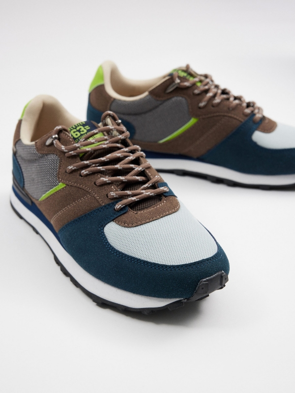 Brown casual sneaker petrol blue detail view