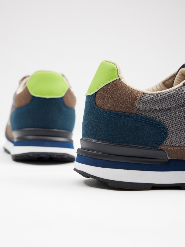 Brown casual sneaker petrol blue detail view