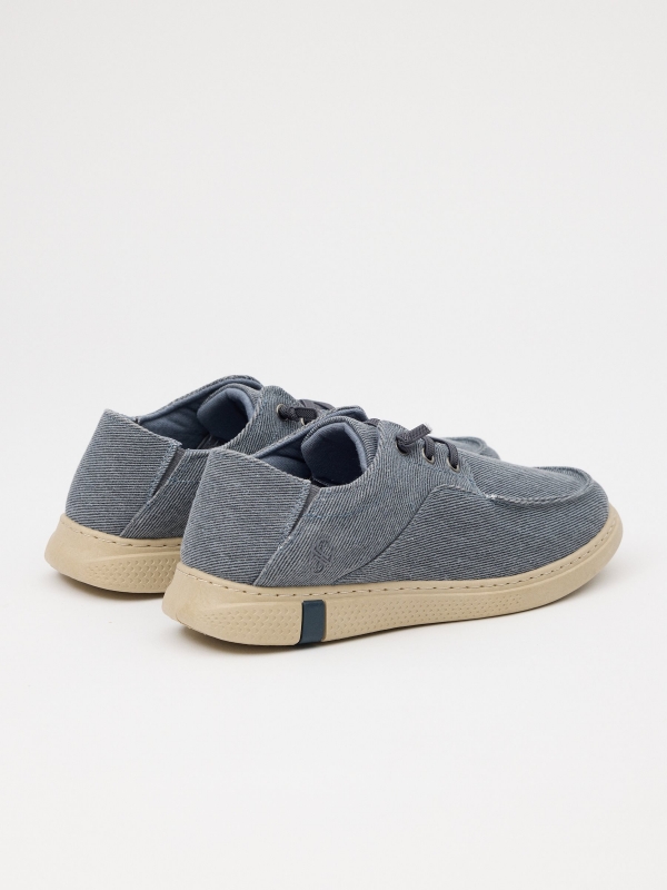 Canvas nautic with elastic steel blue 45º back view