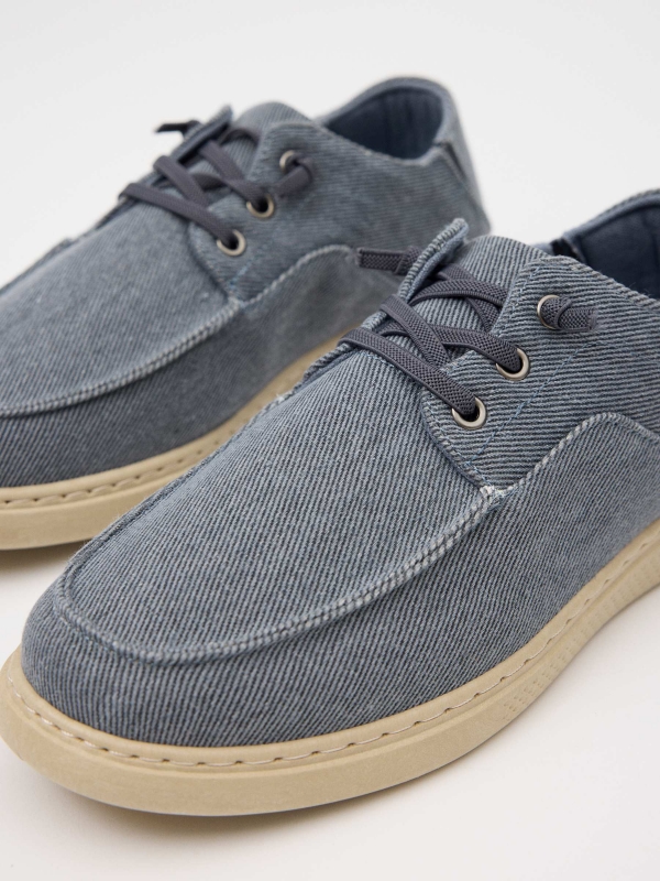 Canvas nautic with elastic steel blue detail view