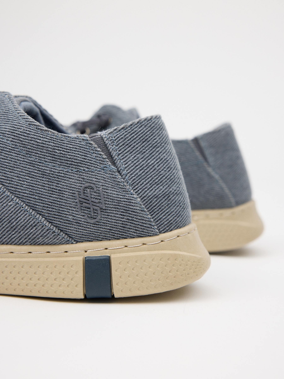 Canvas nautic with elastic steel blue detail view