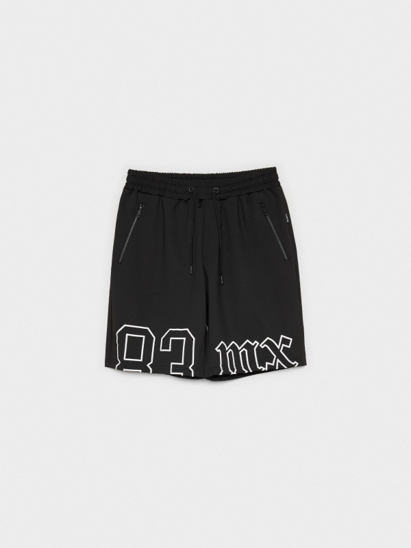  Printed Bermuda jogger shorts black