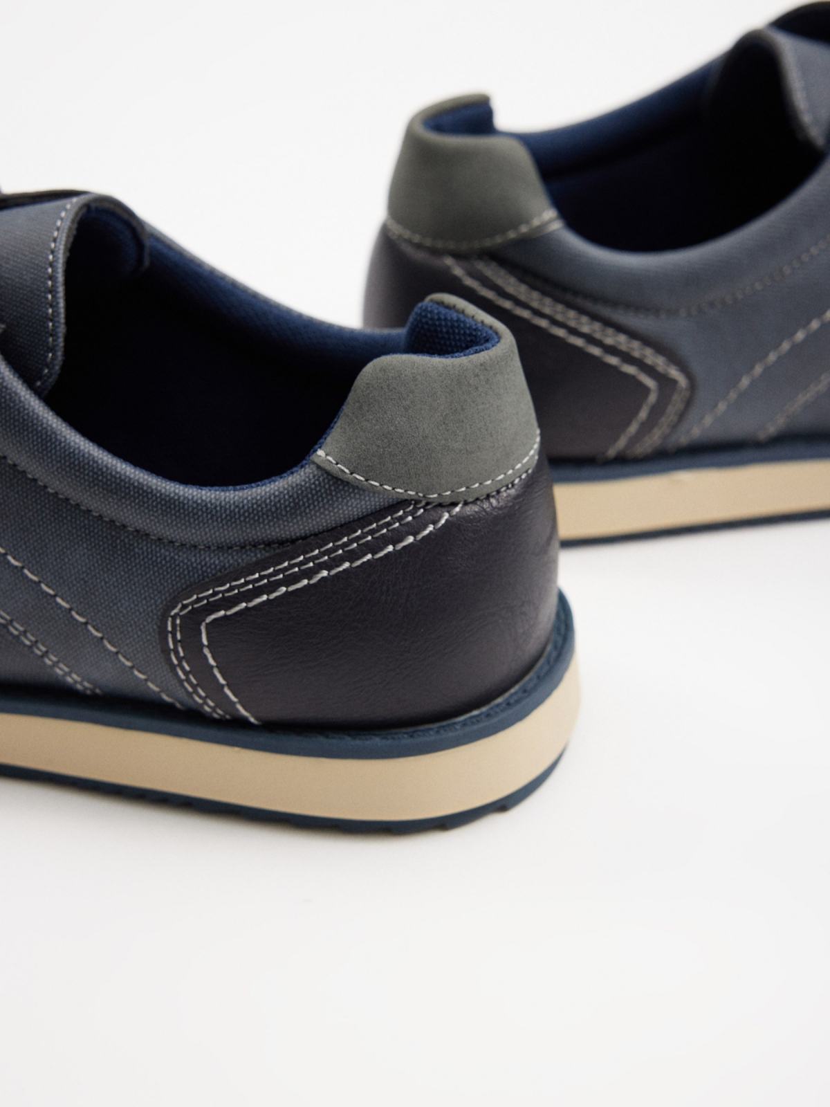 Classic blucher shoe navy detail view