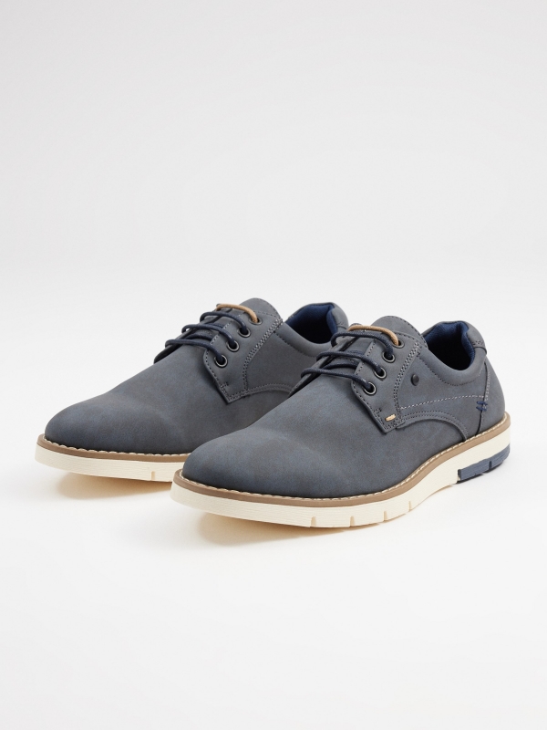 Classic blucher shoe navy 45º front view