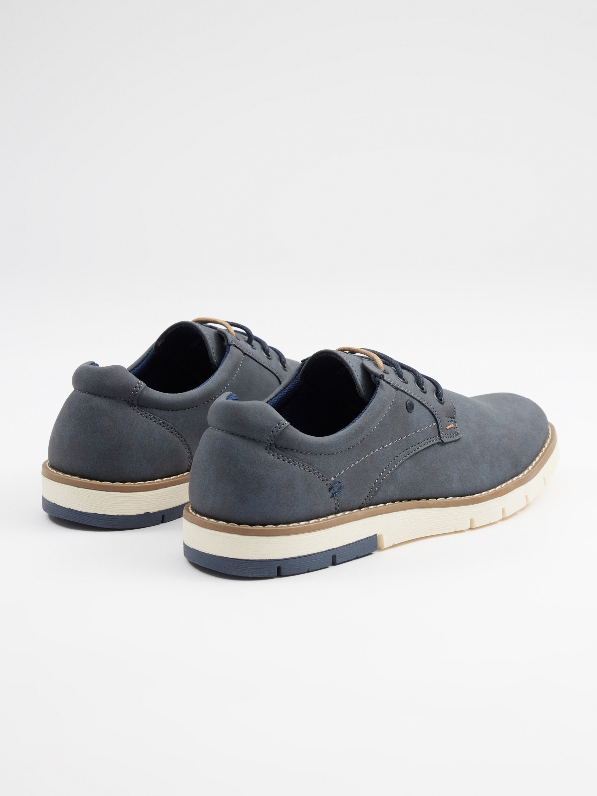Classic blucher shoe navy 45º back view