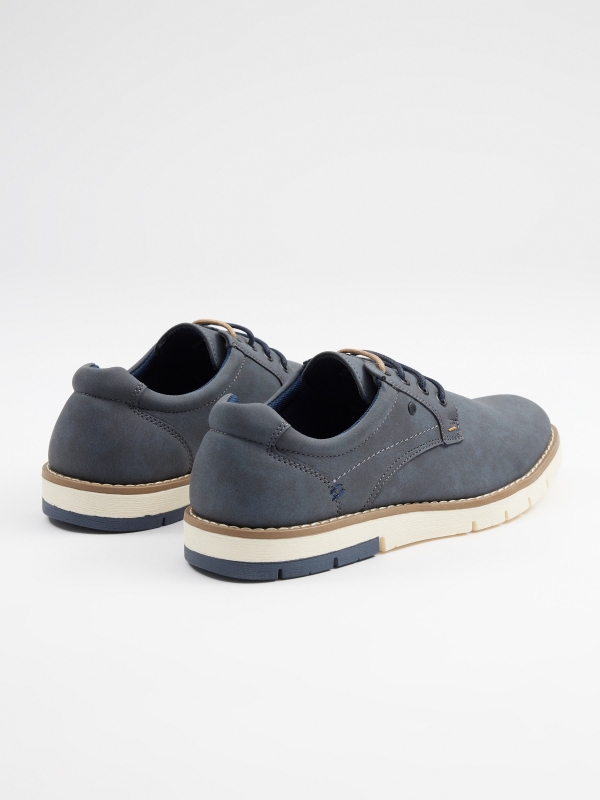 Classic blucher shoe navy 45º back view
