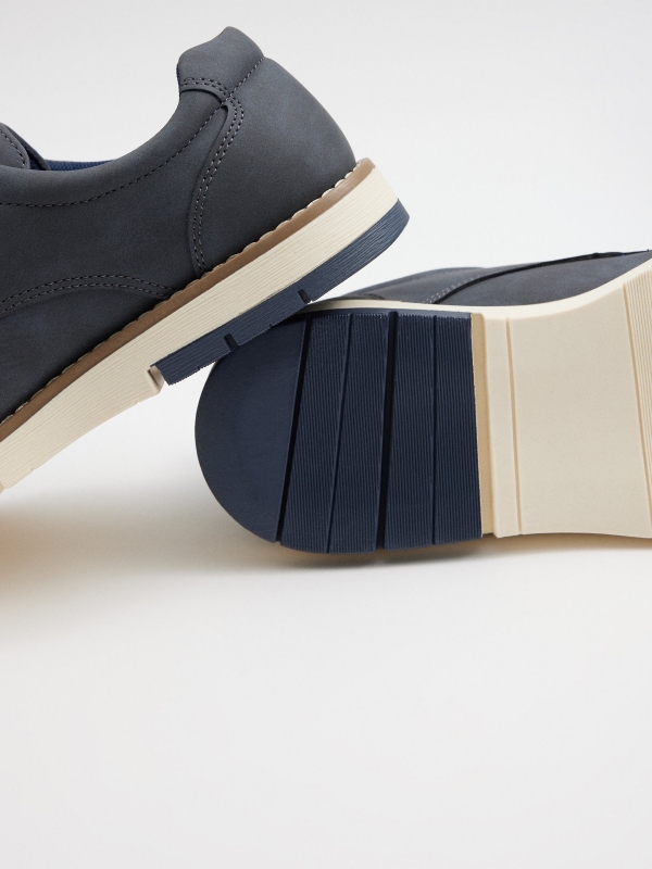 Classic blucher shoe navy detail view