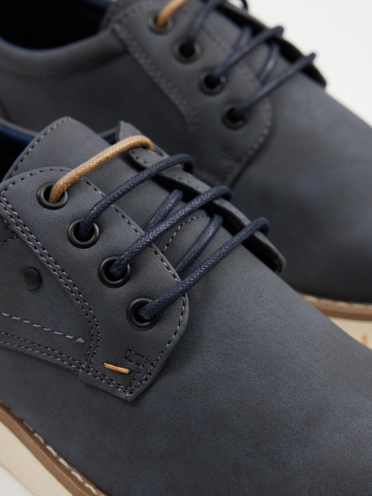 Classic blucher shoe navy detail view
