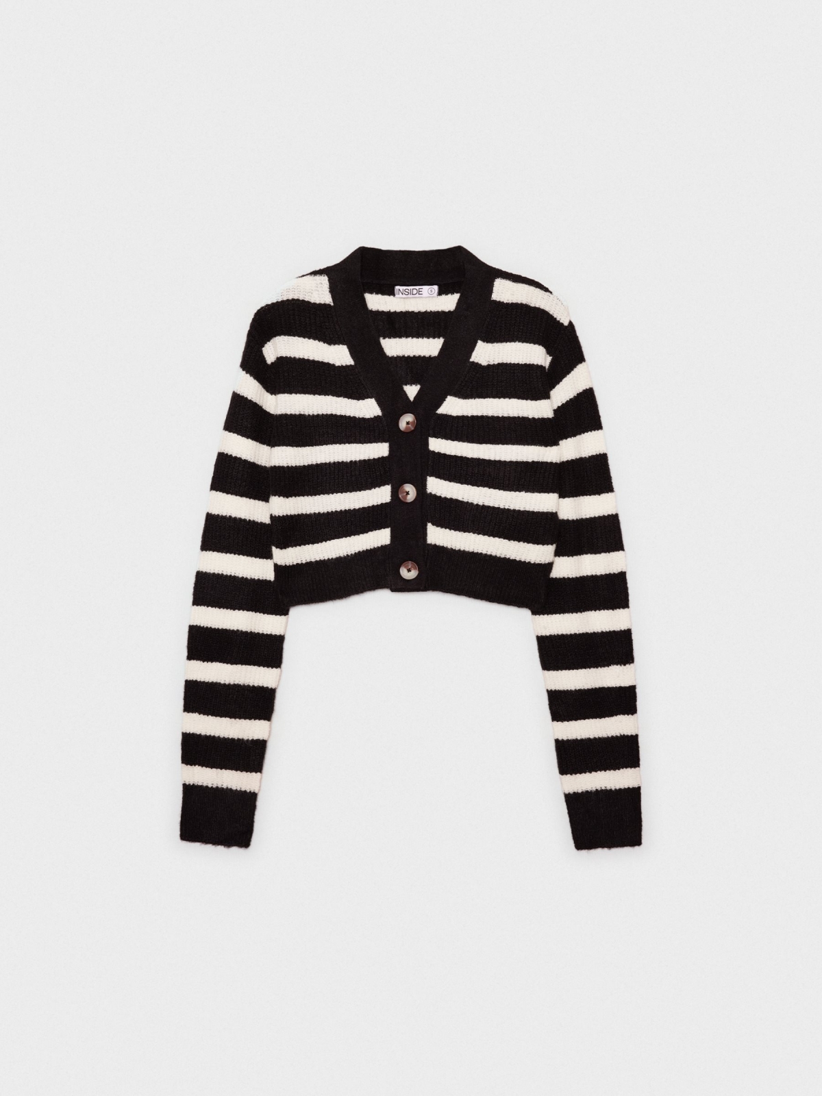  Striped V-neck cardigans black/beige front view