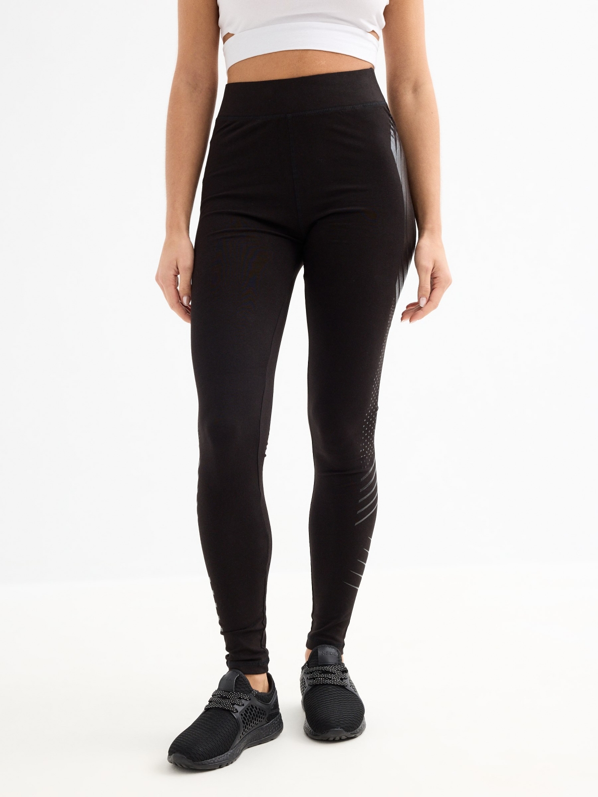 Leggings print on the sides black middle front view