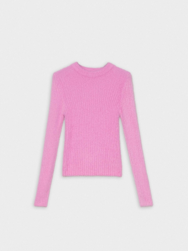  Knitted slim sweater pink front view